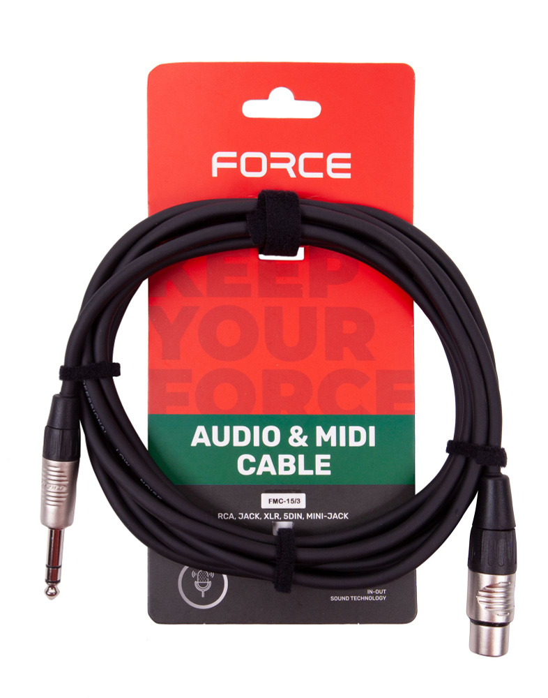 Кабель микрофонный FORCE FMC-15/3 XLR(F) - стерео джек (TRS), 3 м #1