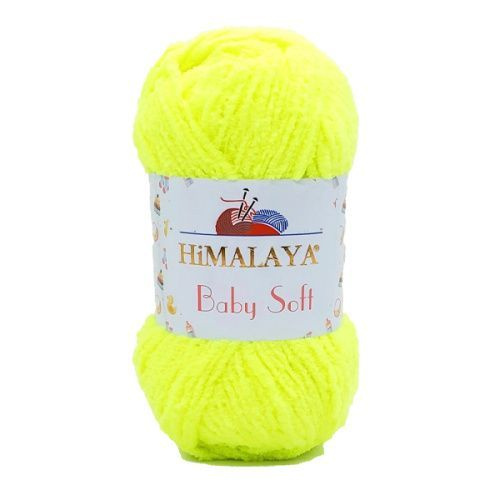 Пряжа HiMALAYA Baby Soft 5 мотков (115 м, 50 гр). Цвет 73602 Жёлтый неон. Плюшевая пряжа Гималая Бэби #1