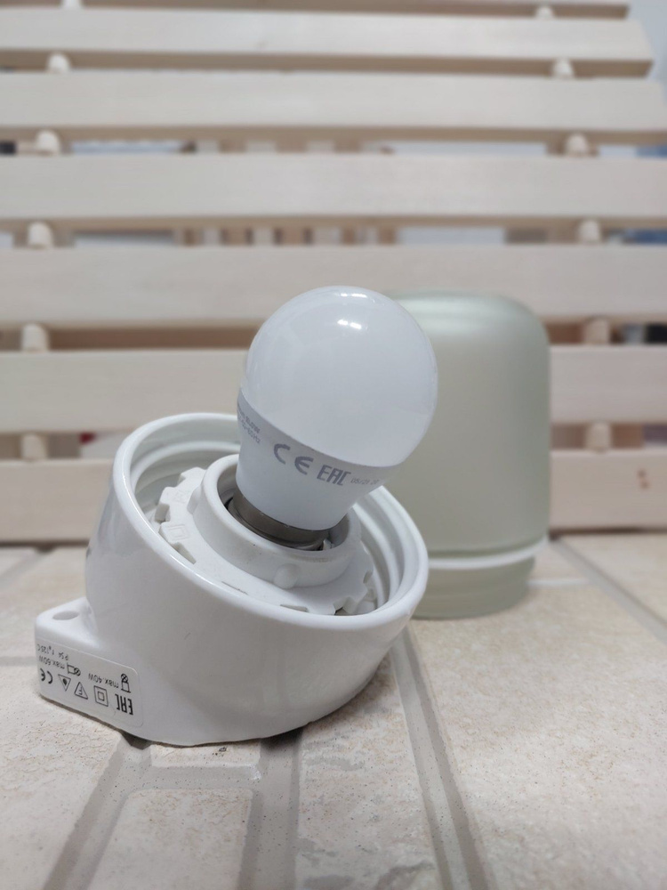 Светильник керамический для бани и сауны арт. 401 / Угловой + светодиодная лампа  #1
