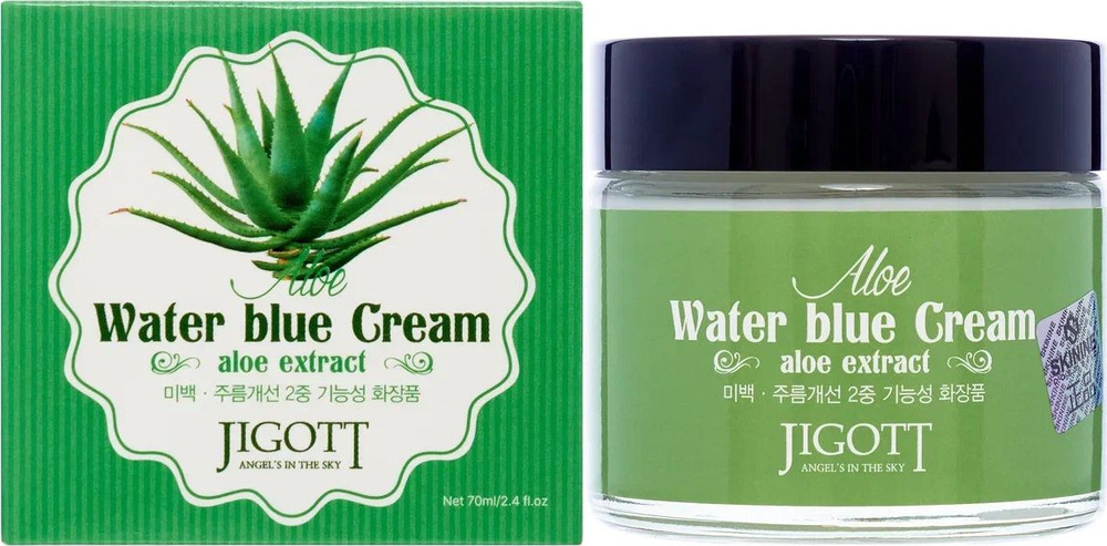 JIGOTT / Джиготт Aloe Water Blue Cream Крем для лица увлажняющий для любого типа кожи от 25 лет с экстрактом #1