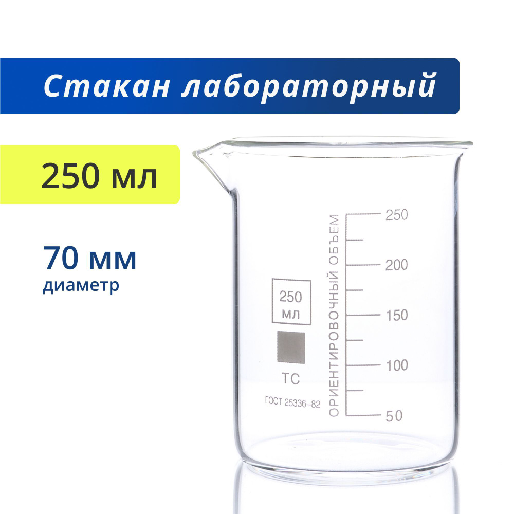 Стакан 250 мл (12 шт) (лабораторный, тип Н, низкий с делениями и носиком, термостойкий), Н-1-250 ТС  #1