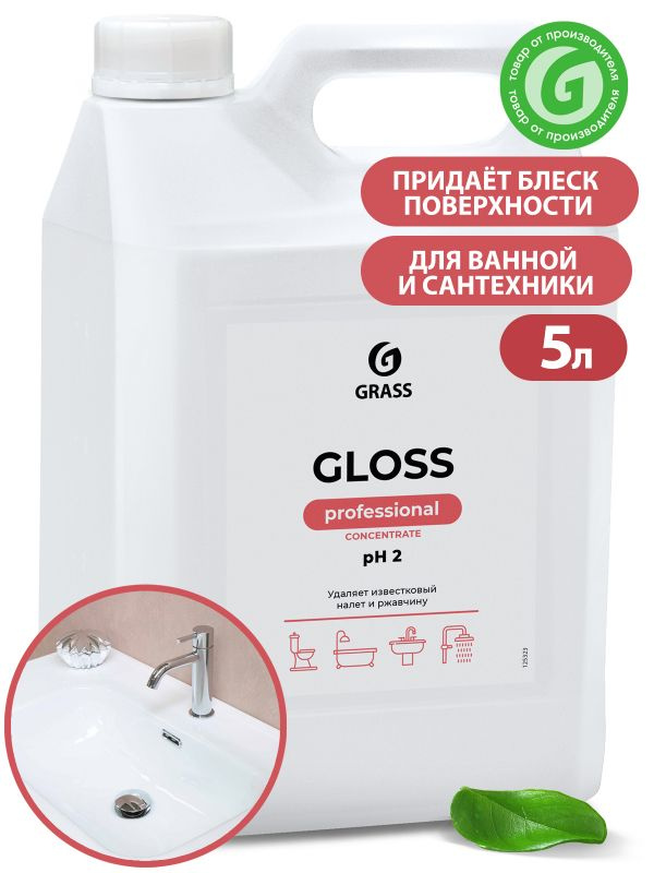 Средство чистящее для ванной и туалета "Gloss professional concentrate", 5 л  #1