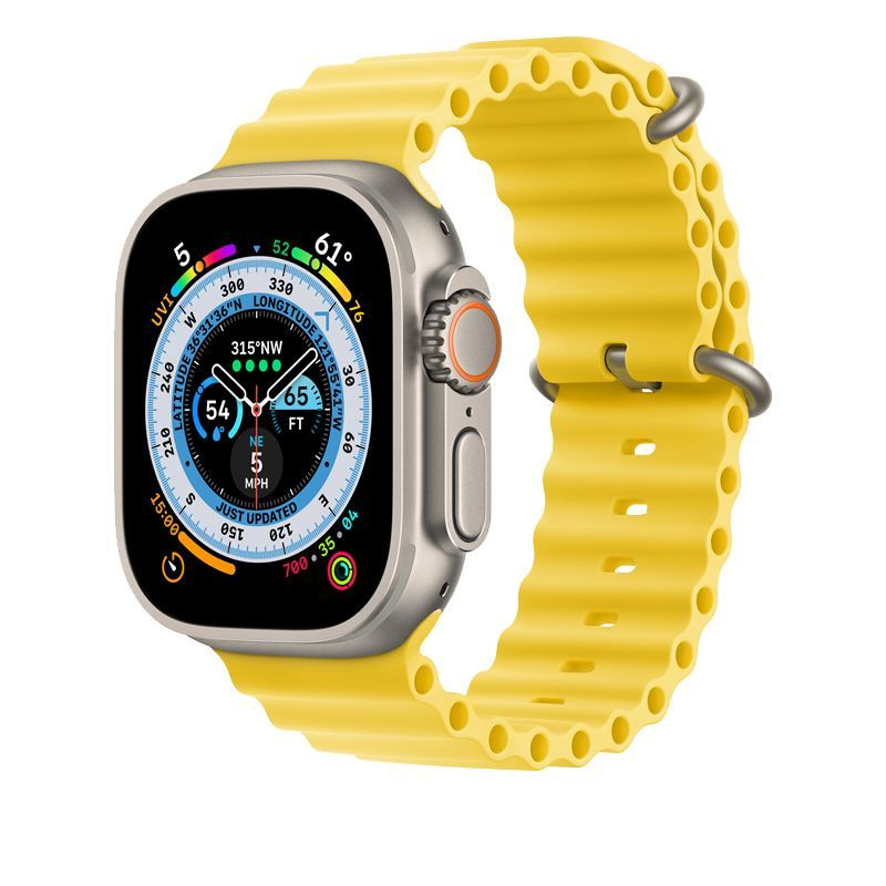 Волновой силиконовый ремешок для Apple Watch 1-8 38мм,40мм,41мм, желтый, 0001-06-4-38  #1