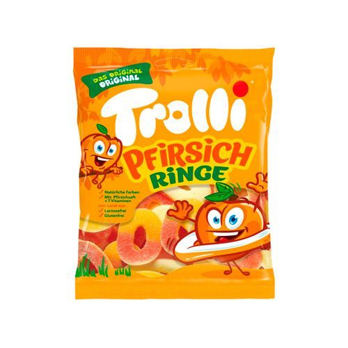 Мармелад TROLLI PEACH RINGS Персиковые колечки БЕЗ ГЛЮТЕНА 100г #1