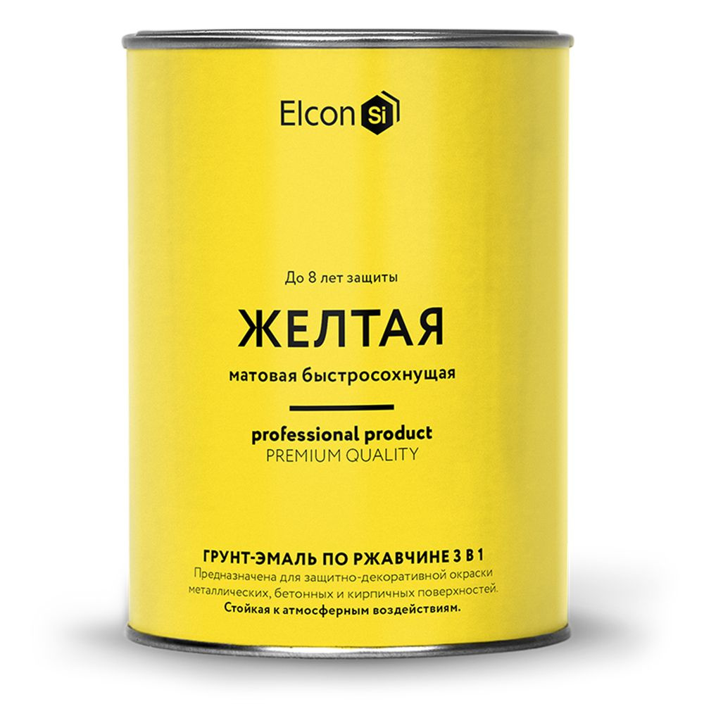 Грунт-эмаль по ржавчине 3в1 "Elcon" желтая матовая 2кг #1