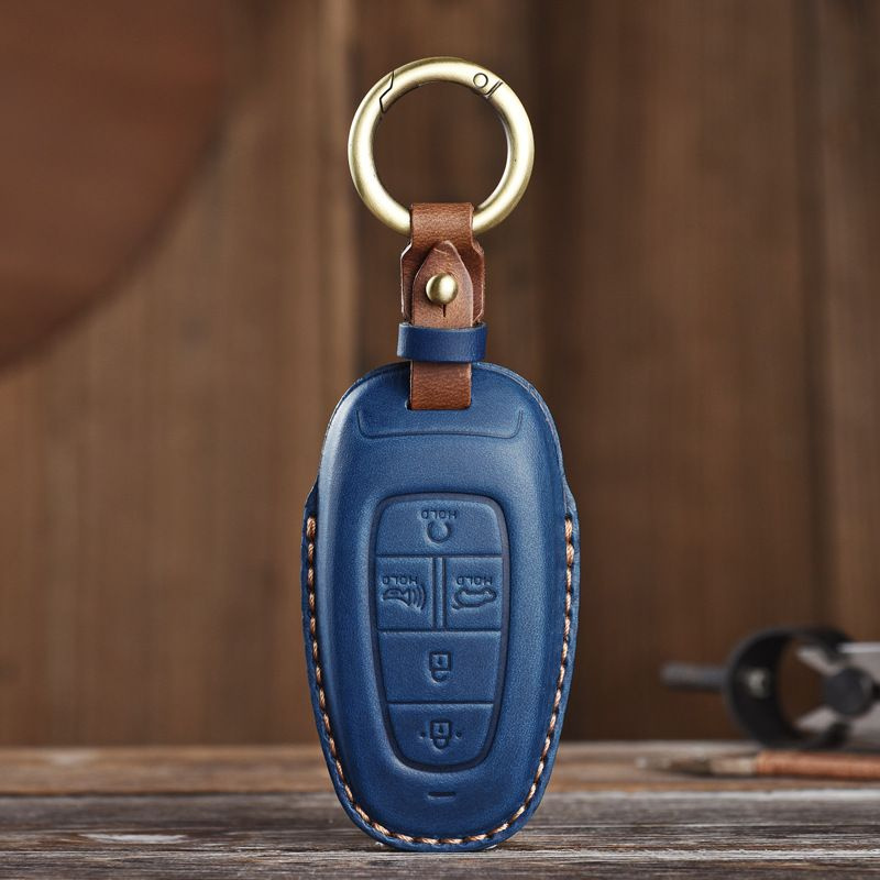 Чехол для ключей от подлинной кожаной машины для Hyundai Santa Fe ...