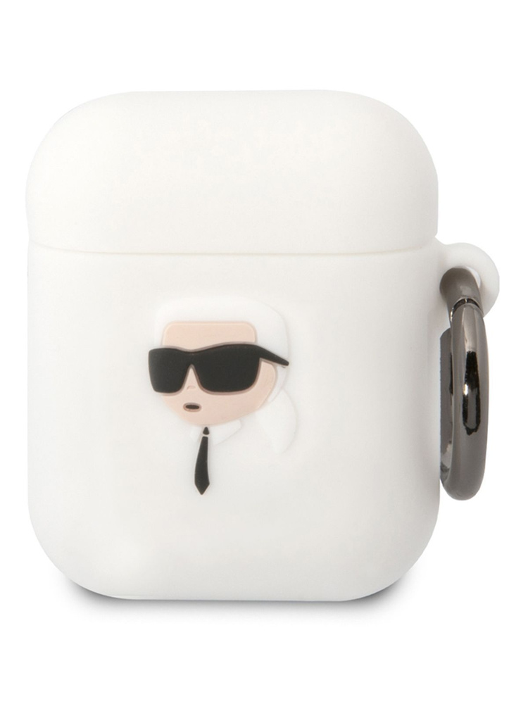 Чехол Karl Lagerfeld Silicone для наушников Apple Airpods 1, 2 / Аирподс силиконовый, с карабином, с #1