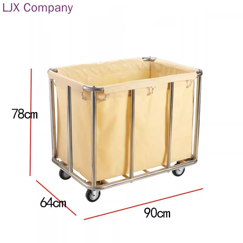 Усиленная нержавеющая тележка для гостиничного белья с конической ...