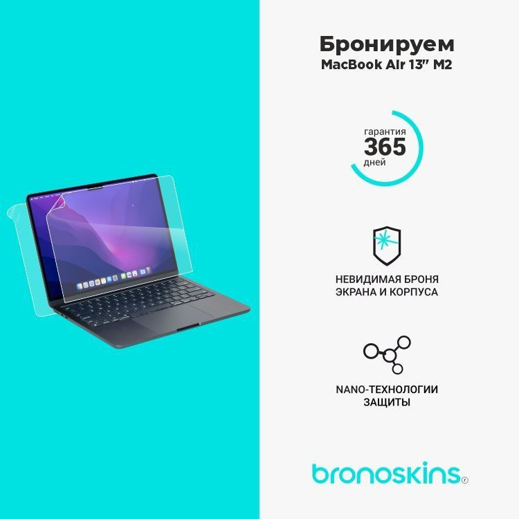 Защитная бронированная пленка на экран MacBook Air 13,3" M2 (Матовая)  #1