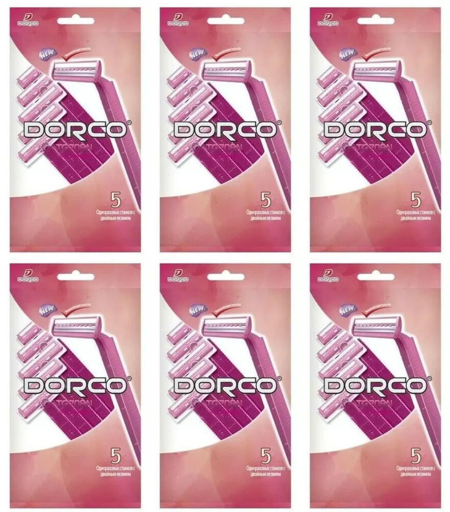 DORCO Одноразовые станки женские EVE, 5 шт, 2 лезвия, увлажняющая полоса, 6 упаковок  #1