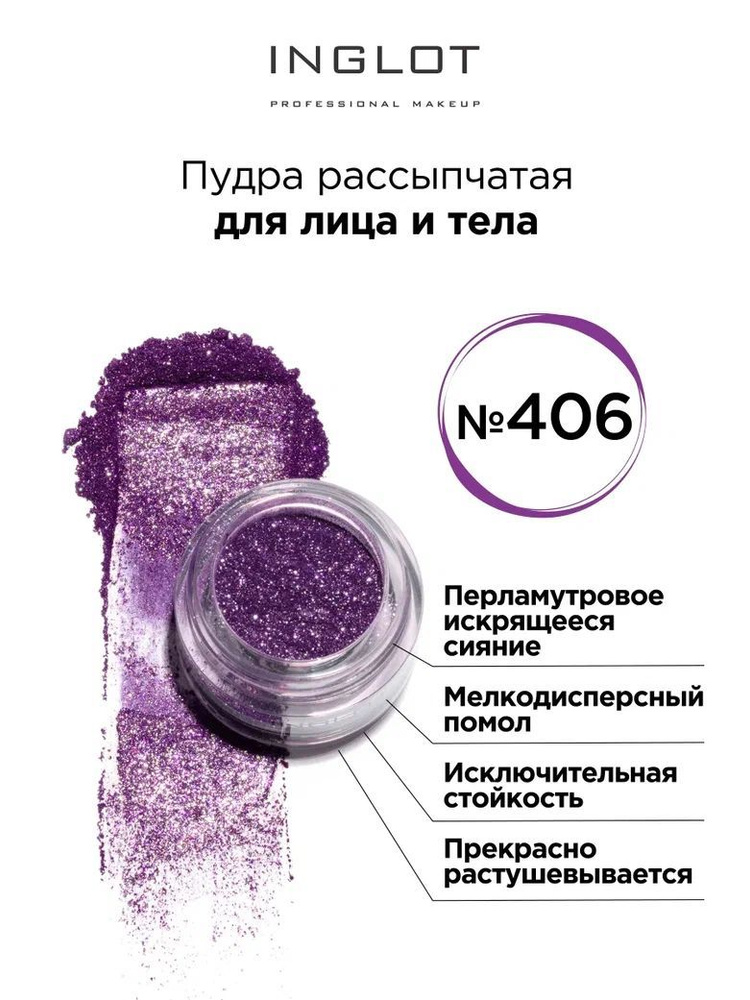 INGLOT Тени пигмент Body pigment 406 пудра рассыпчатая для глаз и тела  #1