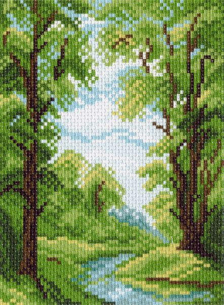 Канва с нанесенным рисунком Матренин Посад "Лесной ручей", для вышивания крестом, 16 х 20 см  #1