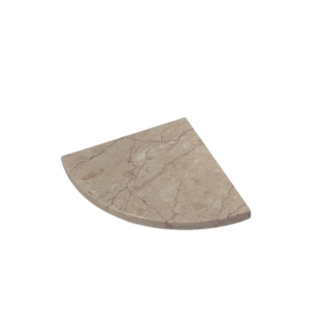 Полка радиальная из натурального камня, мрамор цвет "CREMA NOVA", подвесная, скрытый крепеж, размер 20*20*3 #1