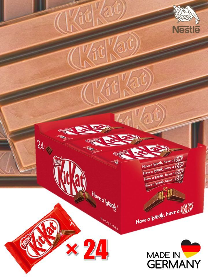 Батончик KitKat 4 fingers молочный шоколад с хрустящей вафлей, 41.5 г* 24 шт (Германия)  #1