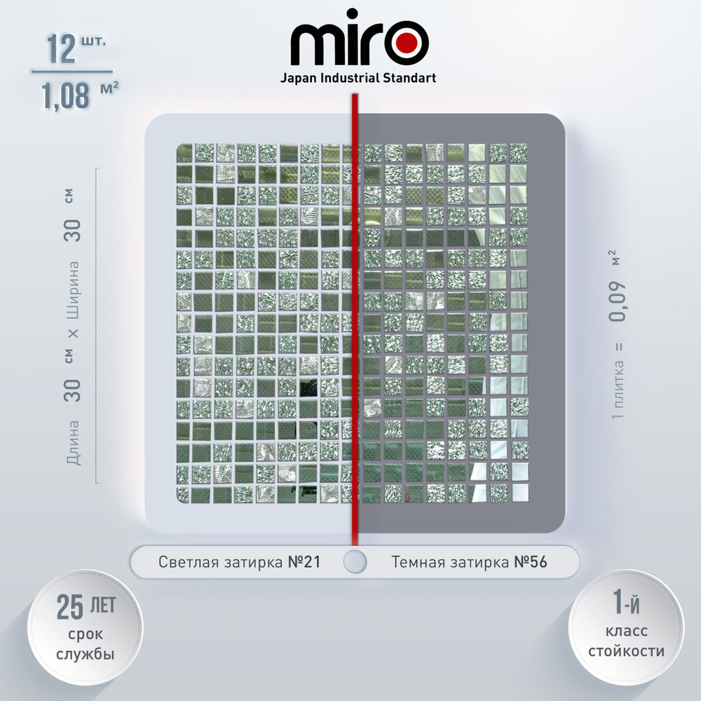 Плитка мозаика MIRO (серия Cerium №5), универсальная стеклянная плитка мозаика для ванной комнаты и кухни, #1
