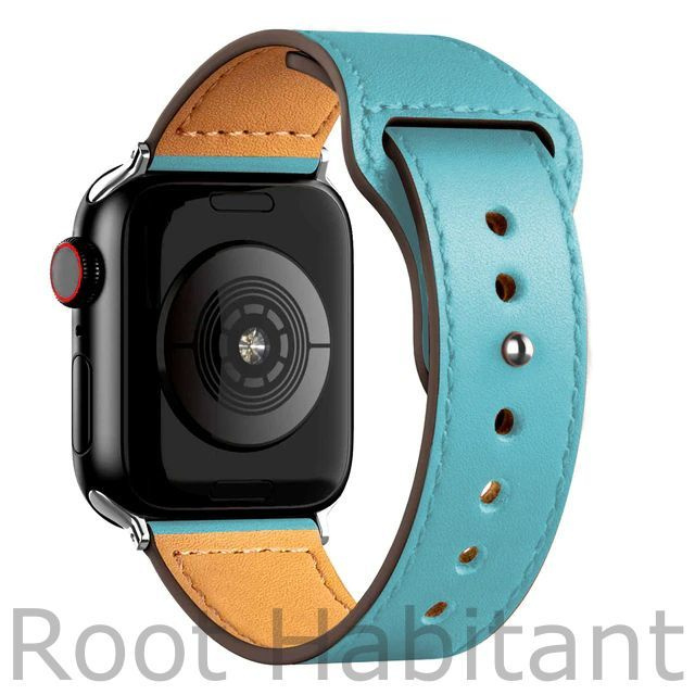 Кожаный ремешок для Apple Watch 3 4 5 6 7 8 9 SE Ultra, в корпусах 42, 44, 45, 49. Бирюзовый / Turquoise #1