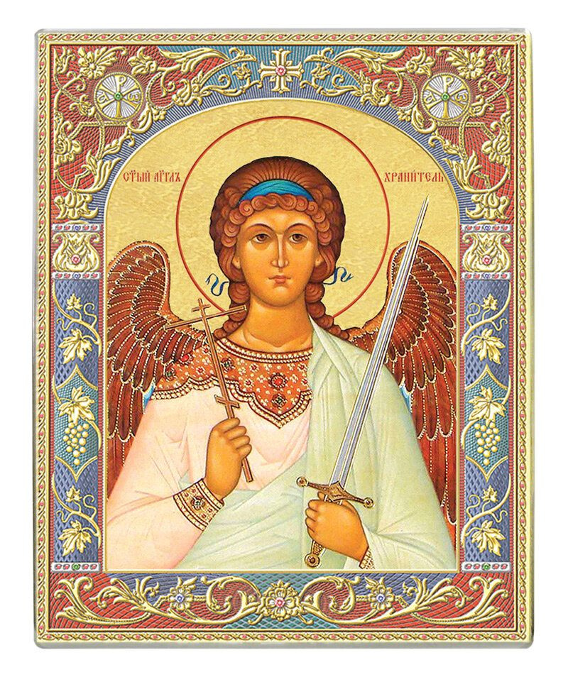 Икона "Ангел Хранитель" на бронепластине "Angelos", размер: 14х12см.  #1
