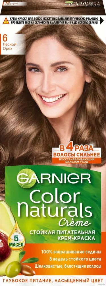 Стойкая питательная крем-краска для волос Garnier Color Naturals, №-6 Лесной орех