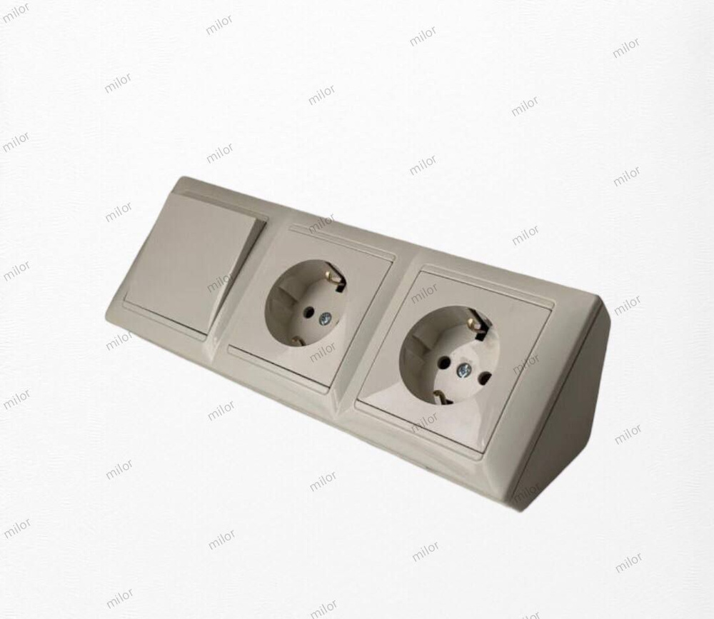 Угловой блок 3 местный 2 розетки и 1кл выключателя - купить по низкой ...