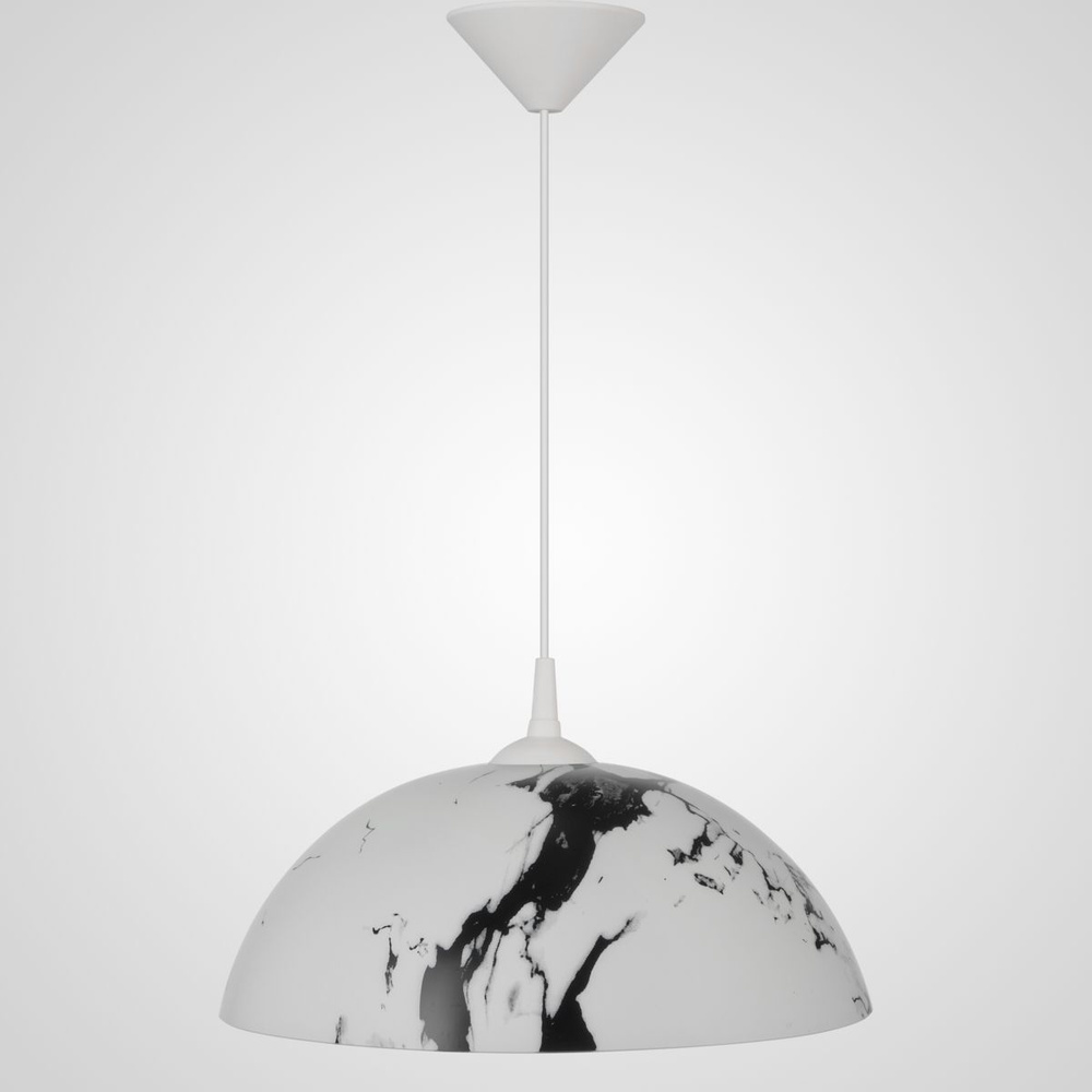 Подвесной светильник с пластиковым плафоном бело-черный мрамор, люстра потолочная для кухни и прихожей, #1
