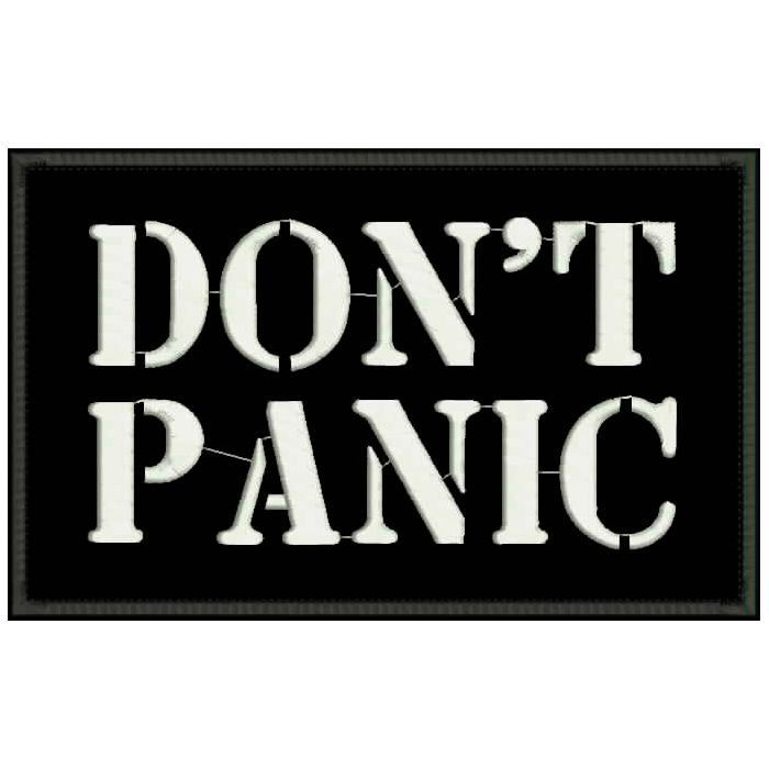 Нашивка DON'T PANIC на липучке, нашивка БЕЗ ПАНИКИ с белой надписью, 8*5 см, цвет №01 на одежду. Патч #1