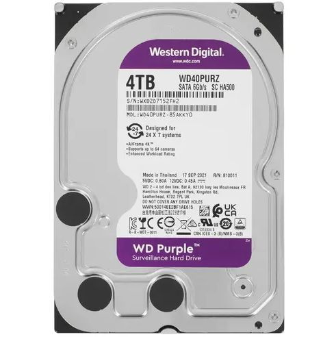 Western Digital 4 ТБ Внутренний жесткий диск Purple (WD40PURZ) (WD40PURZ)  #1