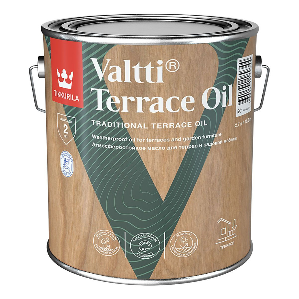 TIKKURILA VALTTI TERRACE OIL / Тиккурила Валтти Террас Ойл масло для террас и садовой мебели, бесцветный #1