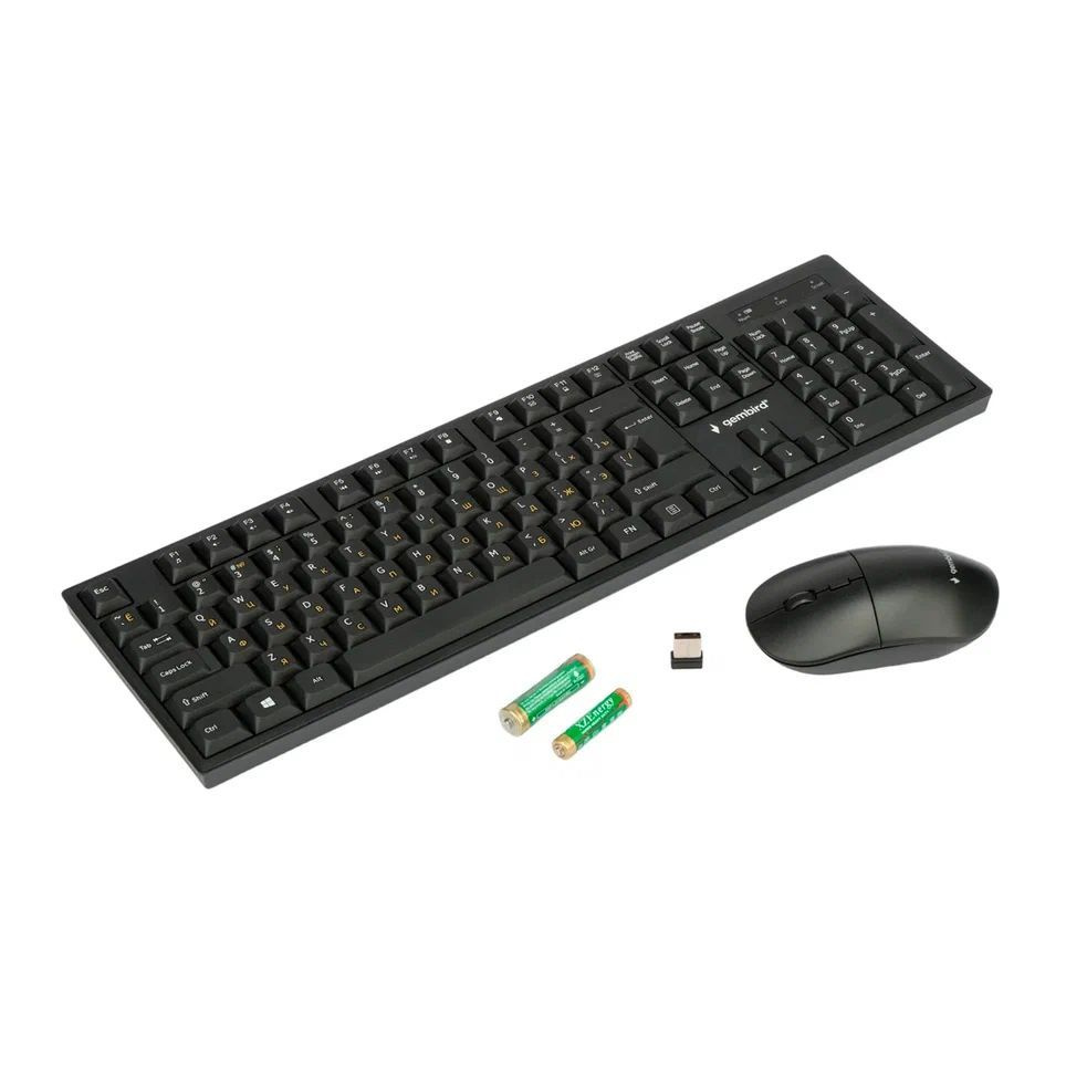 Комплект клавиатура и мышь беспроводные Gembird 2.4ГГц, 1600 DPI мини-приемник-USB черный KBS-6000  #1