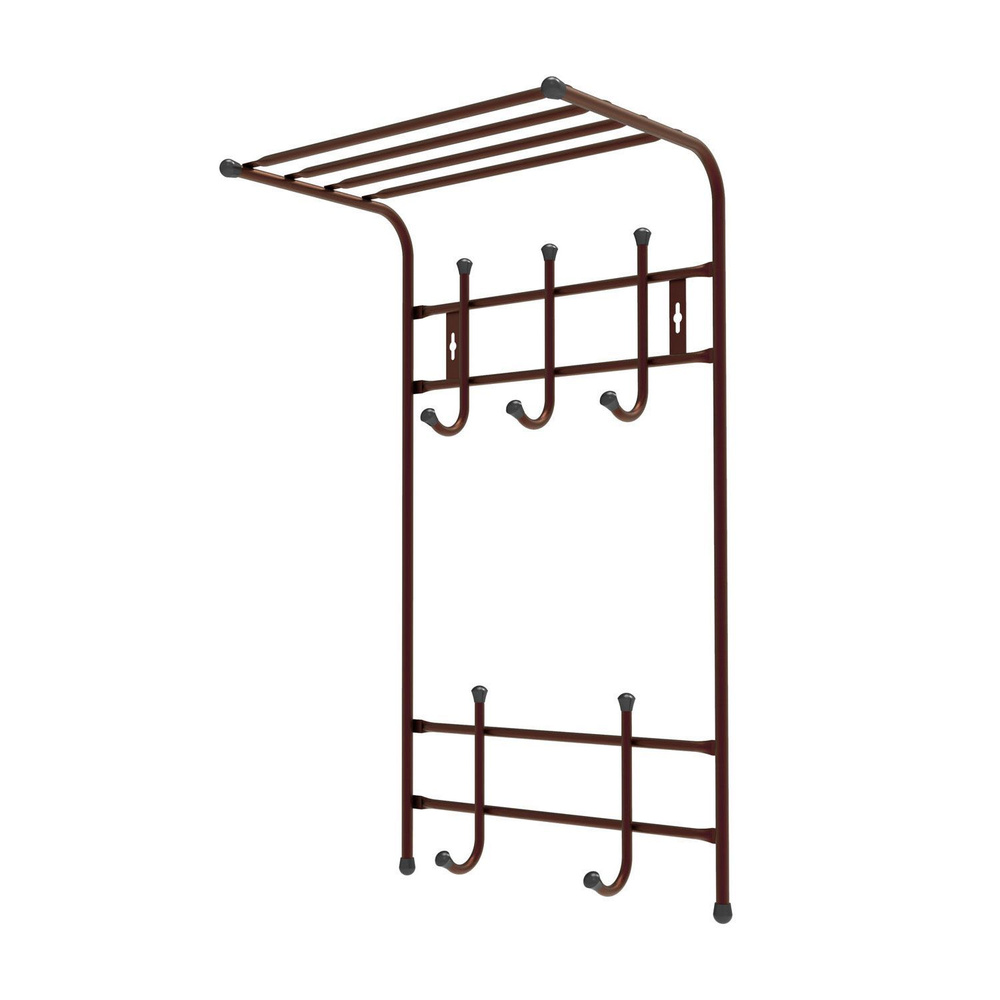 Вешалка металлическая настенная 2-х ярусная с полкой Ника 400х710х270мм, 5 крючков Медный антик ВПТ5/А #1