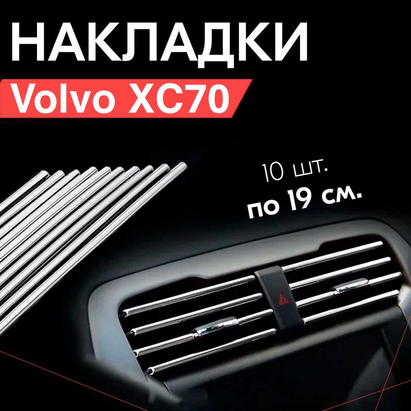 Молдинг декоративный для Volvo XC70 / Вольво ХС70, тюнинг салона / Накладки на дефлекторы, Серебристые #1