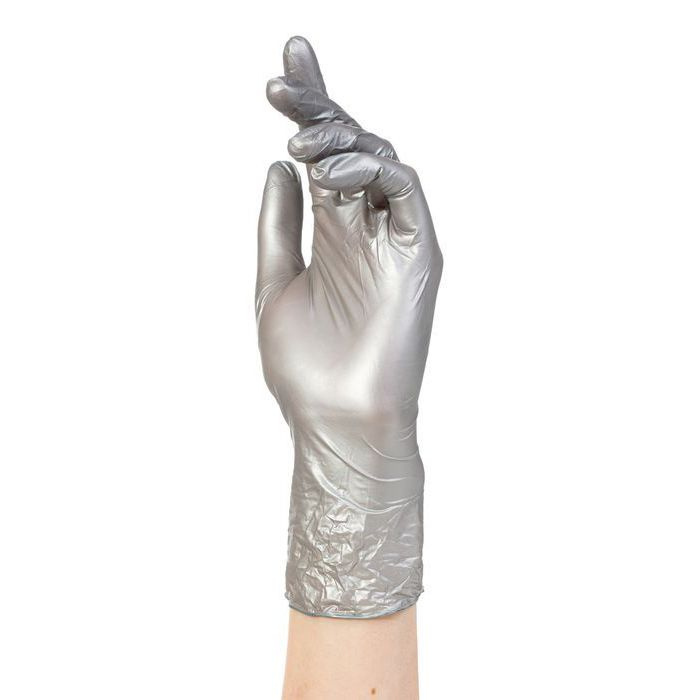 Adele, перчатки для маникюриста нитриловые одноразовые (серебро, M), 50 пар  #1