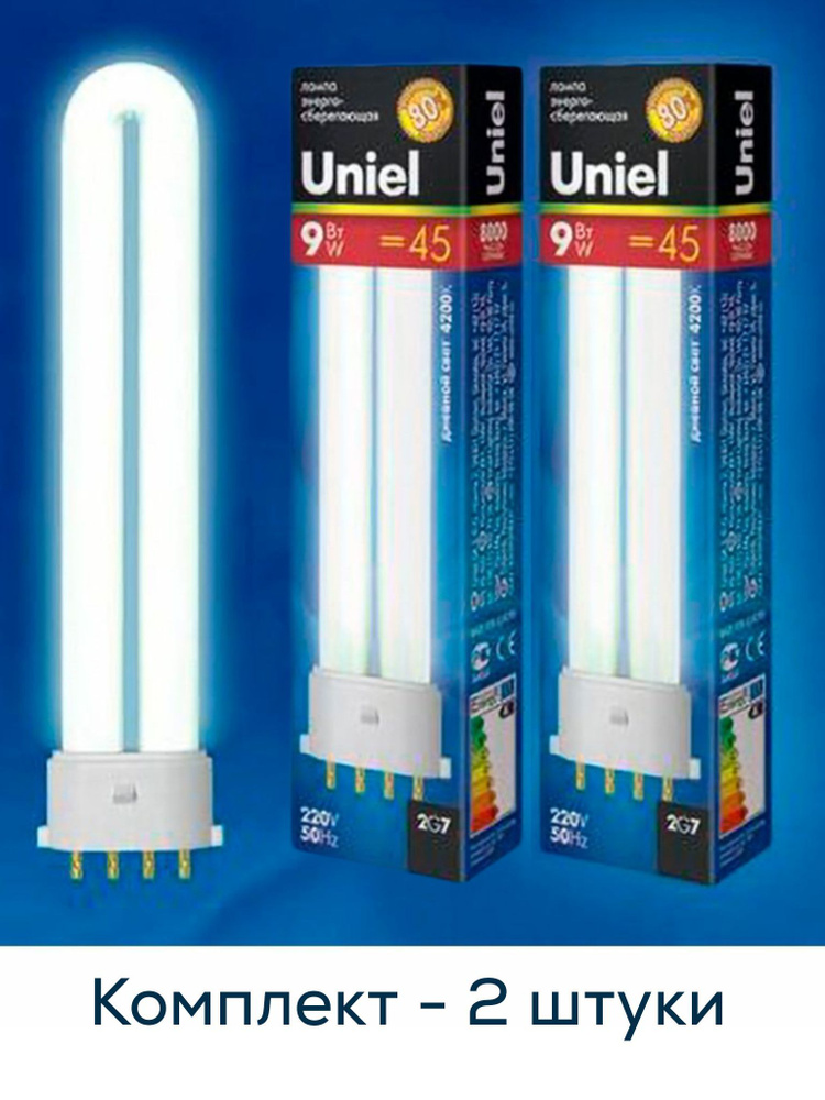 Uniel Лампочка ESL-PL-9/4000/2G7, Нейтральный белый свет, 2G7, 9 Вт, Люминесцентная (энергосберегающая), #1