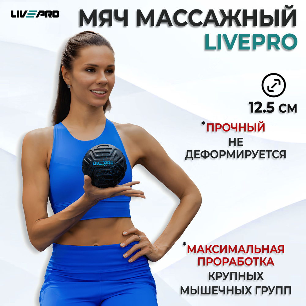 Мяч массажный спортивный для МФР LIVEPRO Targeted Massage Ball, диаметр 12,5 см, черный  #1