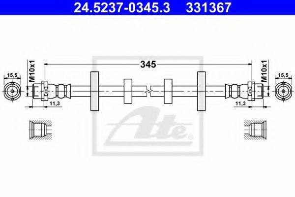 Ate Шланг тормозной для автомобиля, арт. 24-5237-0345-3, 1 шт. #1