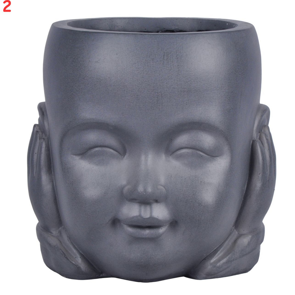 Кашпо Голова малыш-монах Idealist lite 23 см 4.7 л искусственный камень серый (2 шт.)  #1