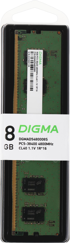 Digma Оперативная память DDR5 288-pin 1.1В, RTL PC5-38400 CL40 single rank RTL_341020 озон 1x8 ГБ (DGMAD5480008S) #1