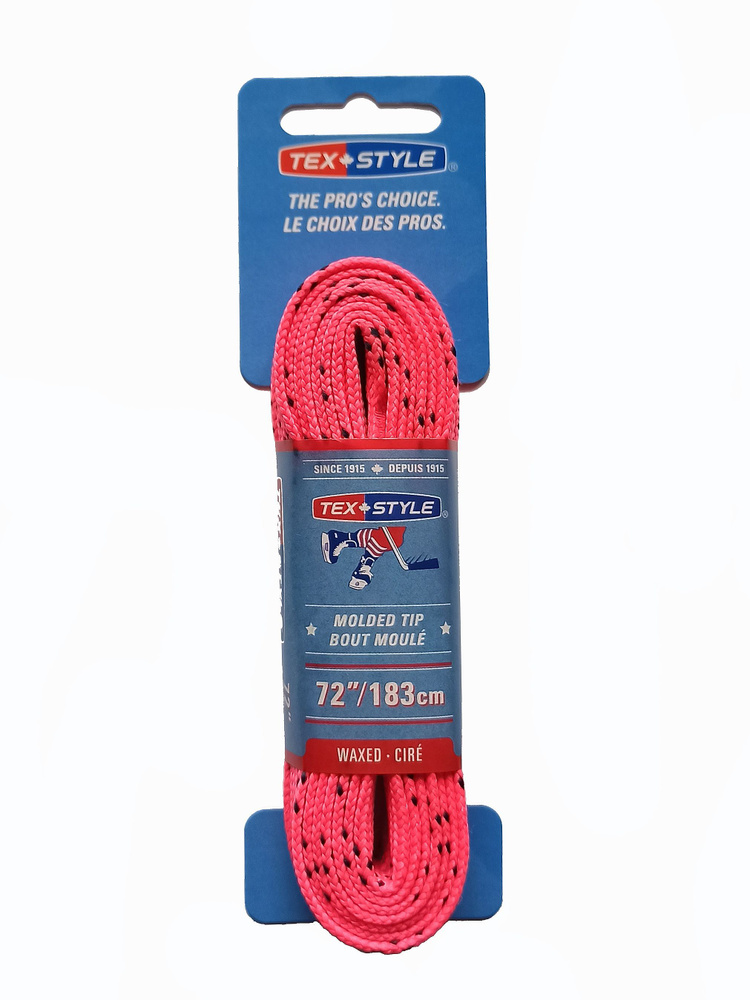 Шнурки хоккейные для коньков TexStyle 183см с пропиткой розовые MOLDED TIP Waxed  #1