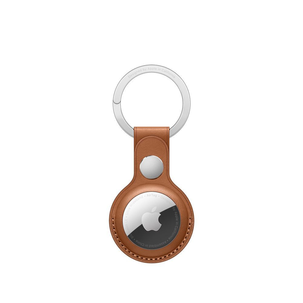 Чехол-брелок на ключи для Bluetooth-метки кожаный Apple AirTag Leather Key Ring Saddle Brown (Золотисто-коричневый) #1