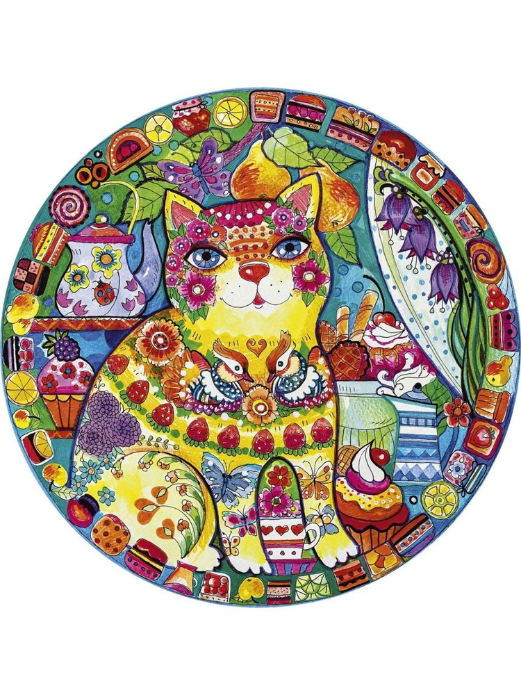 Пазл круглый для детей и взрослых "Волшебный Кот" 500 деталей, диаметр 48 см  #1