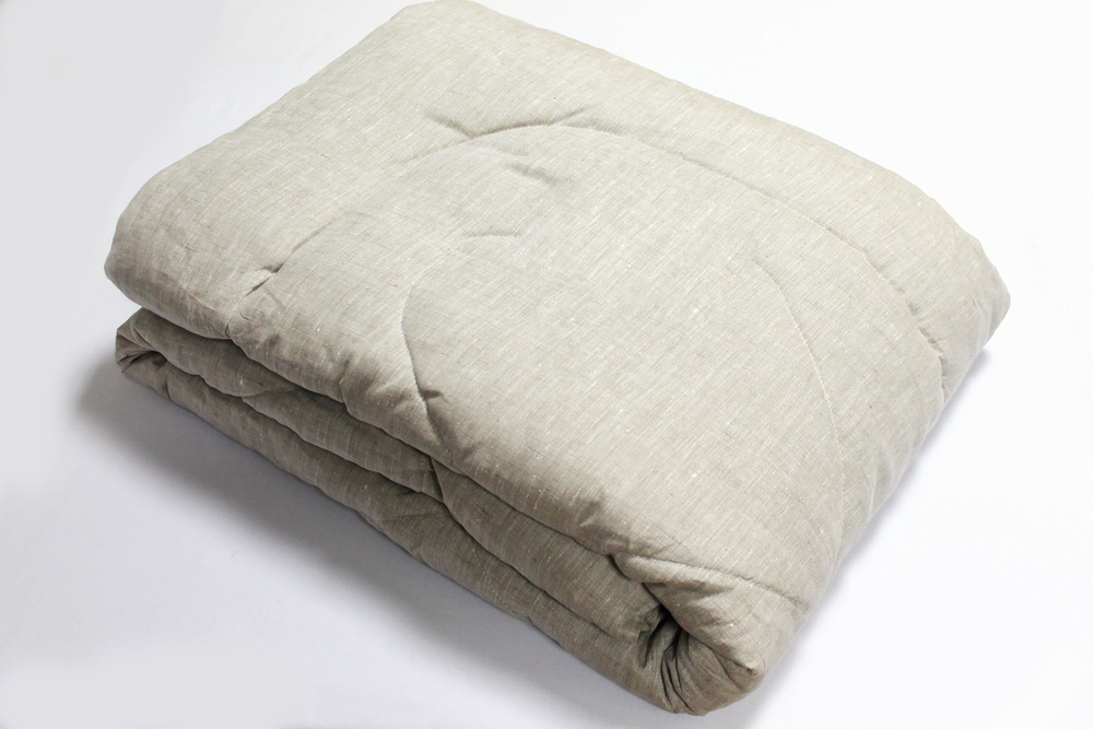 Слуцкие пояса Одеяло 1,5 спальный 150x205 см, Всесезонное, с наполнителем Лен, комплект из 1 шт  #1