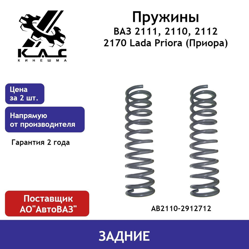 Пружина (2 шт.) задней подвески ВАЗ 2110, 2111, 2112, 2170 Lada Priora (Приора)  #1