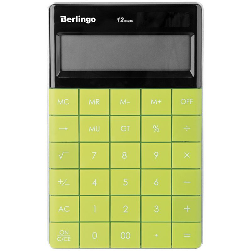 Калькулятор настольный Berlingo Power TX, 12 разрядный, двойное питание, 16,5 х 10,5 х 1,3 см, зеленый #1