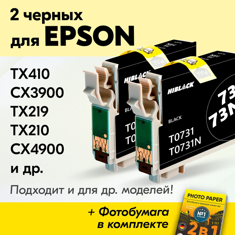 Картриджи к Epson T0731, Stylus TX410 CX3900 TX219 TX210 CX4900 (Комплект из 2 шт) с чернилами (с краской) #1