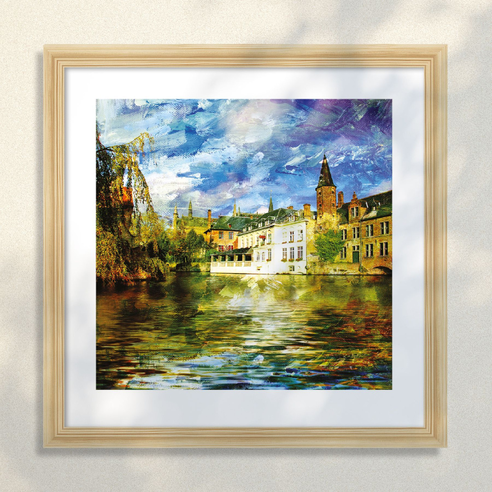 Картина в раме Postermarket "Старый канал в Бельгии", 40 х 40 см #1