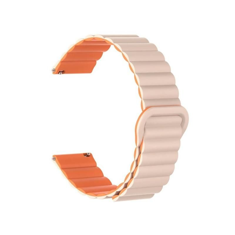 Ремешок для часов силиконовый на магните универсальный 22 мм <розово-оранжевый>  #1