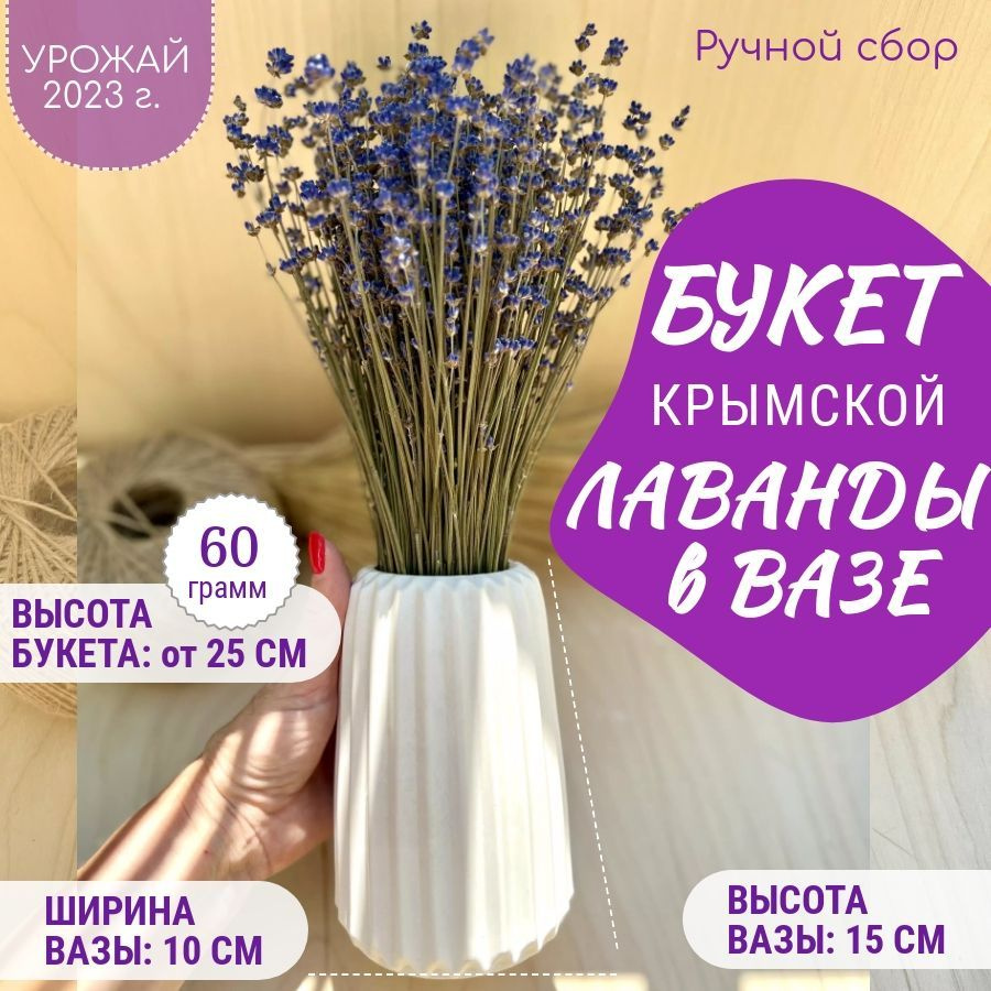 Здесь живёт Крым Сухоцветы Лаванда, 25 см, 400 гр, 2 шт #1