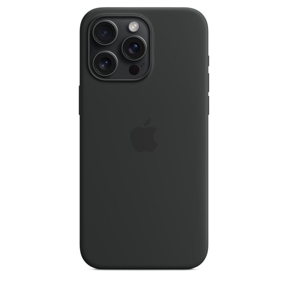 Чехол-накладка Silicone Case MagSafe для iPhone 15 Pro Max / Black + Защитное стекло Sparta  #1