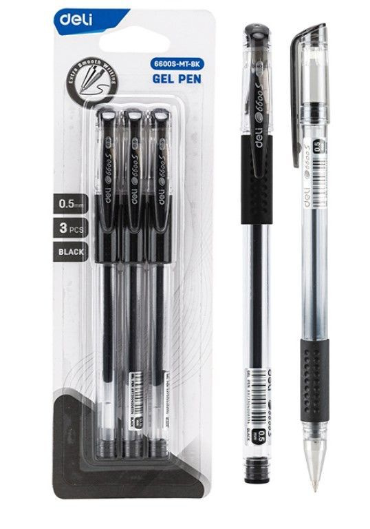 Ручка гелевая набор 3 шт., Deli Daily, черный, линия 0.5 мм #1