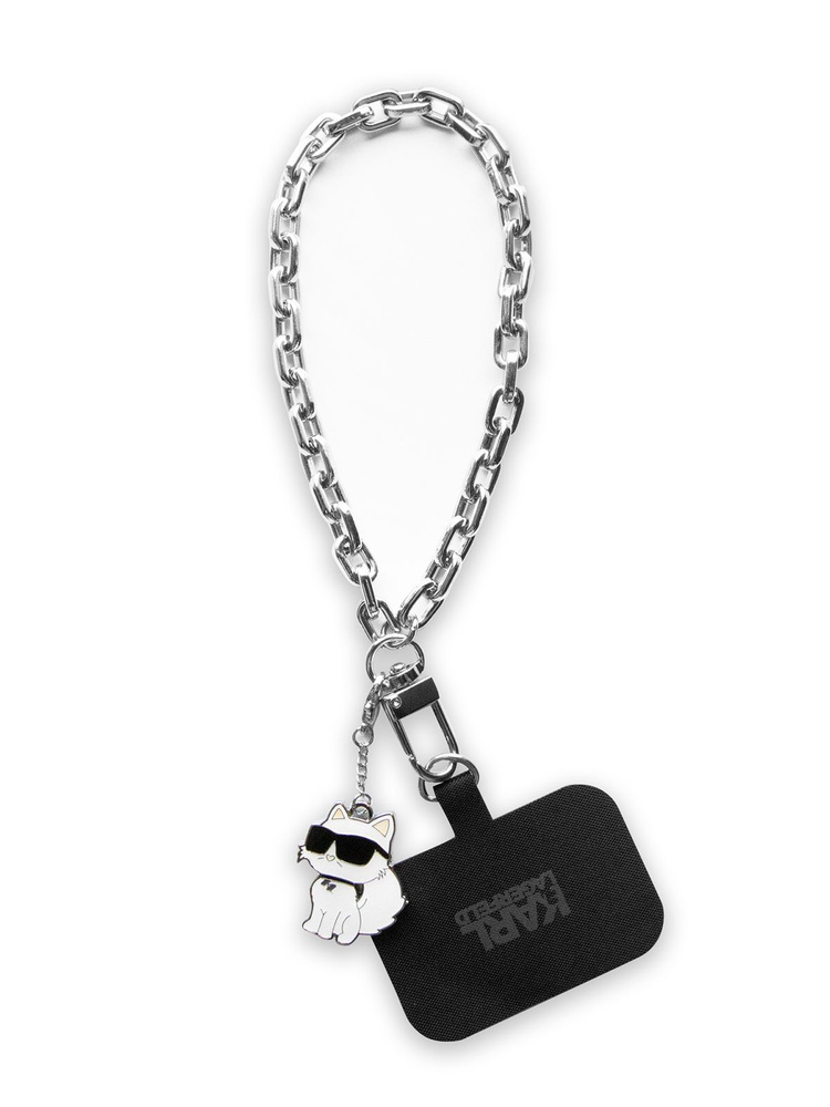 Цепочка на кисть Karl Lagerfeld Wrist metal chain на телефон, металлическая, с подвеской NFT Choupette, #1