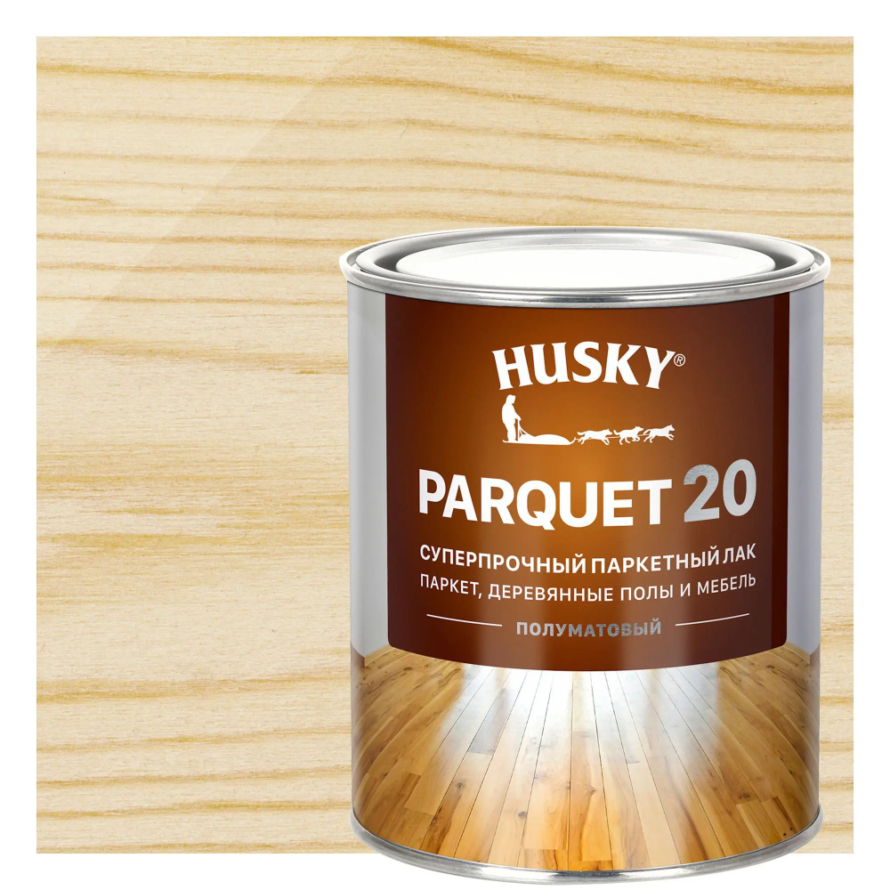 Лак паркетный Husky Parquet 20 полуматовый бесцветный 0.9 л #1